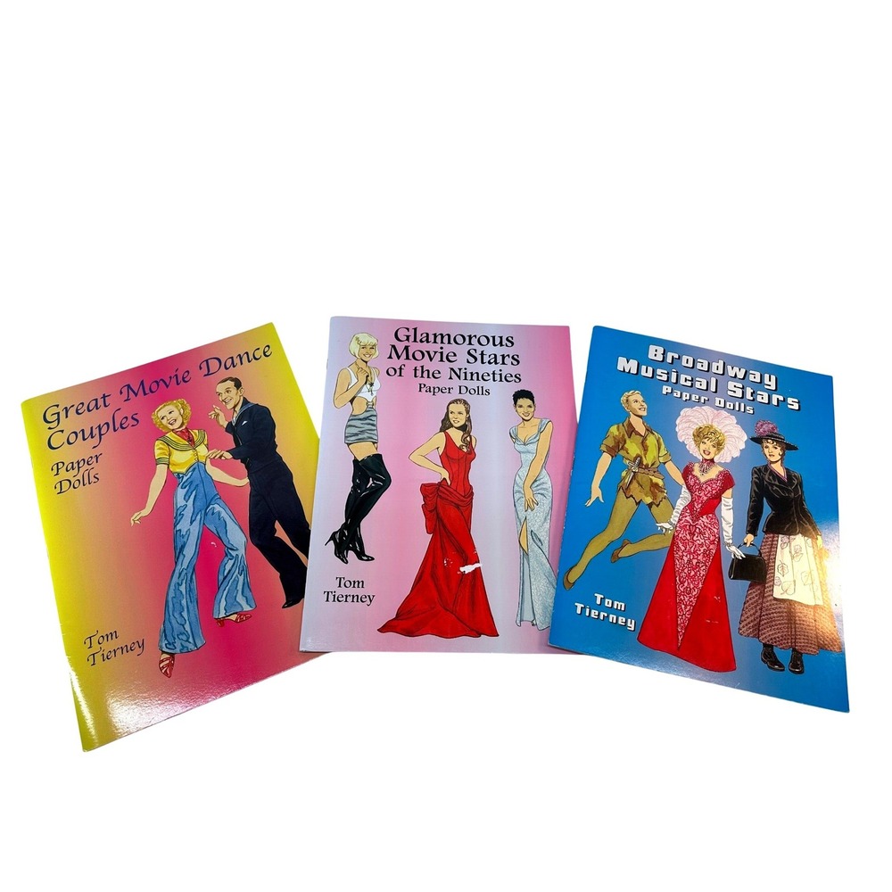 Tom Tierney Paper Dolls 3 Book Set Movie Dance Couples Broadway 90s Stars Dover